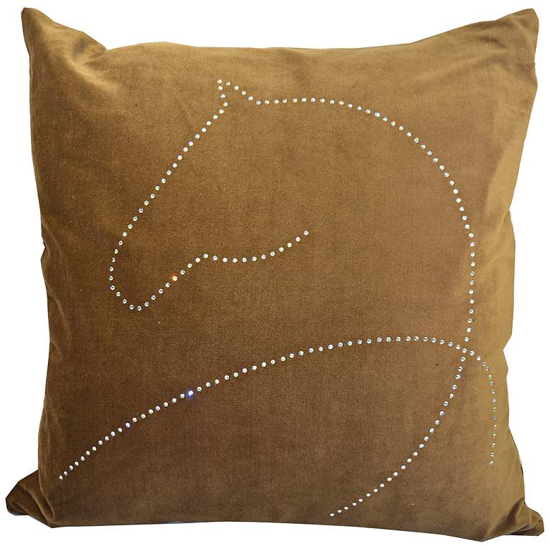 Image 1 Year Of The Horse 18 inch Square Brown Throw Pillow