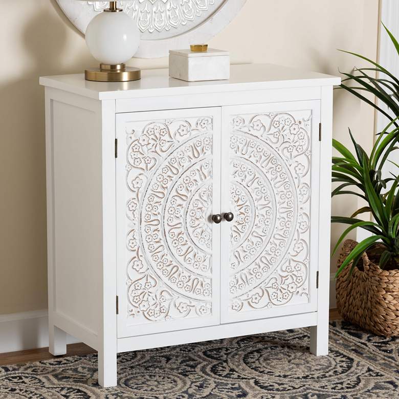 Image 1 Yelena 28 3/4" Wide White Wood 2-Door Storage Cabinet