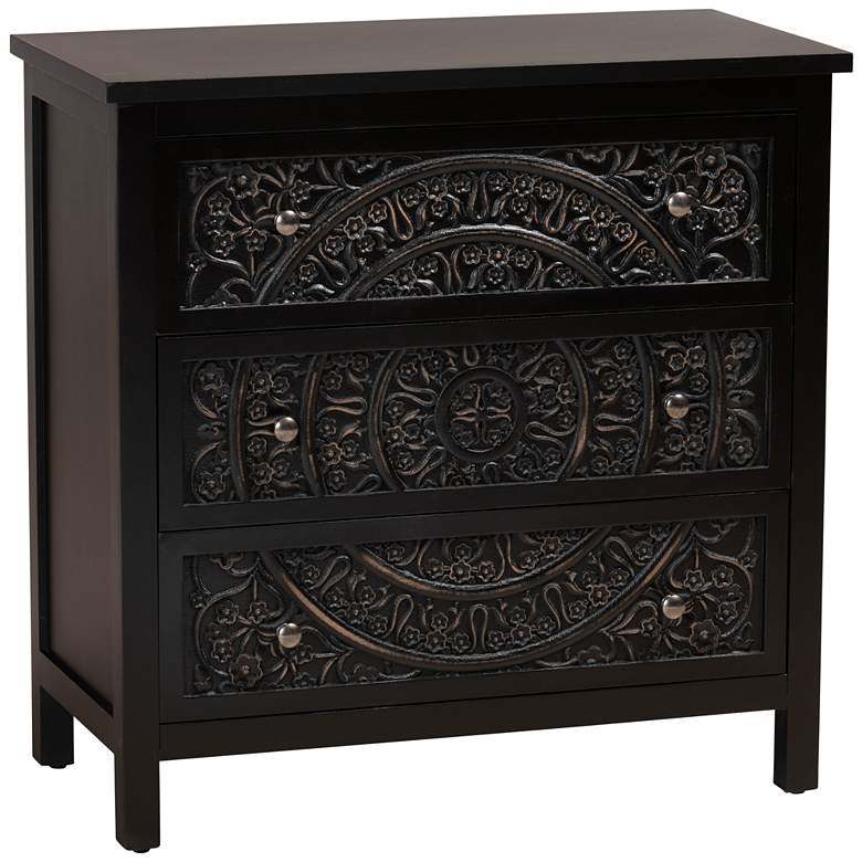 Image 2 Yelena 31 1/2" Wide Black Wood 3-Drawer Storage Cabinet