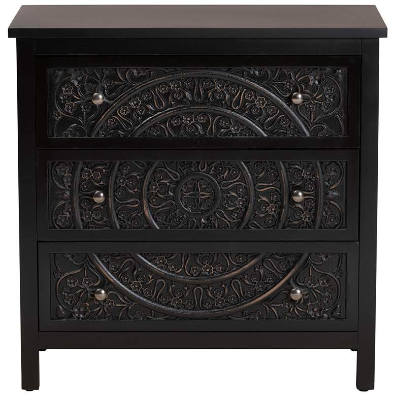 Image 5 Yelena 31 1/2" Wide Black Wood 3-Drawer Storage Cabinet more views