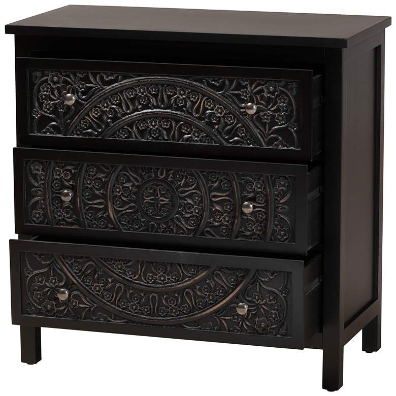 Image 6 Yelena 31 1/2" Wide Black Wood 3-Drawer Storage Cabinet more views