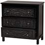 6_Yelena 31 1/2" Wide Black Wood 3-Drawer Storage Cabinet more views