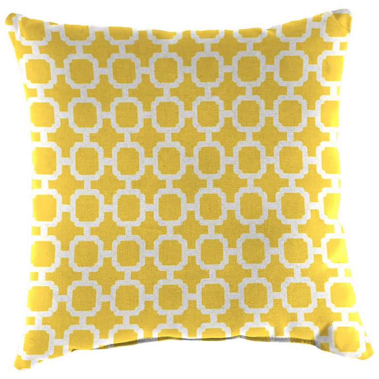 Image 1 Yellow and Cream 14" Various Edge Indoor-Outdoor Pillow