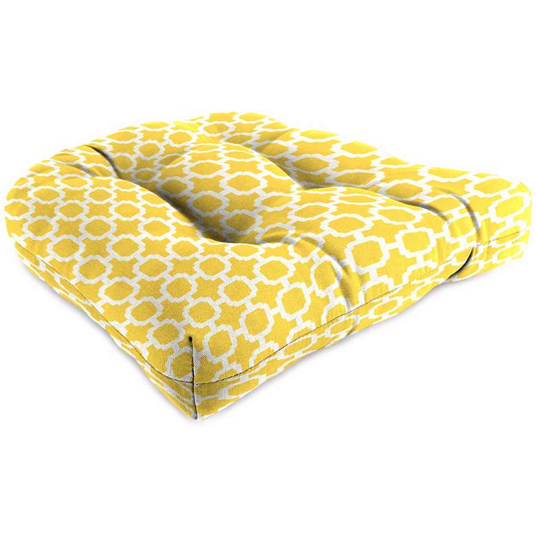 Image 1 Yellow and Cream Outdoor Wicker Seat Cushion