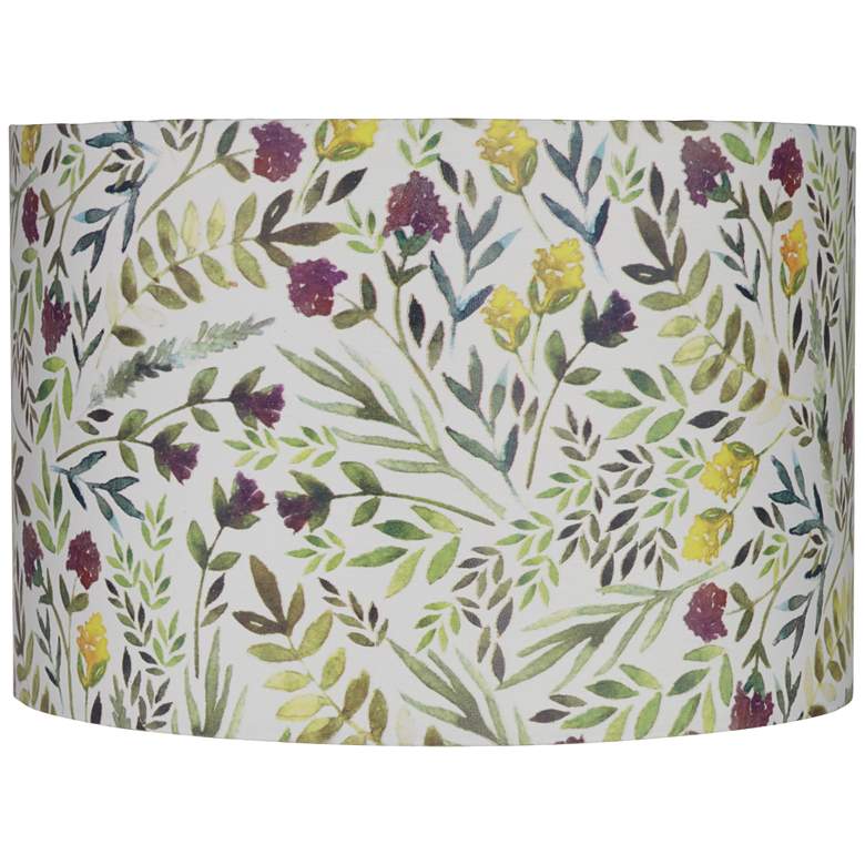 Image 1 Yellow and Purple Flower Drum Lamp Shade 12x12x8 (Spider)