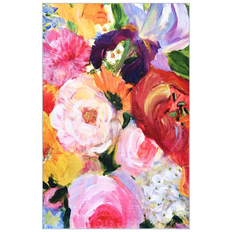 Image 1 Yellow and Violet I 5'x8'Hand Washable Flowers Power-loomed Art Area Rug