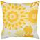 Yellow and White Floral Medallion 18" Square Throw Pillow