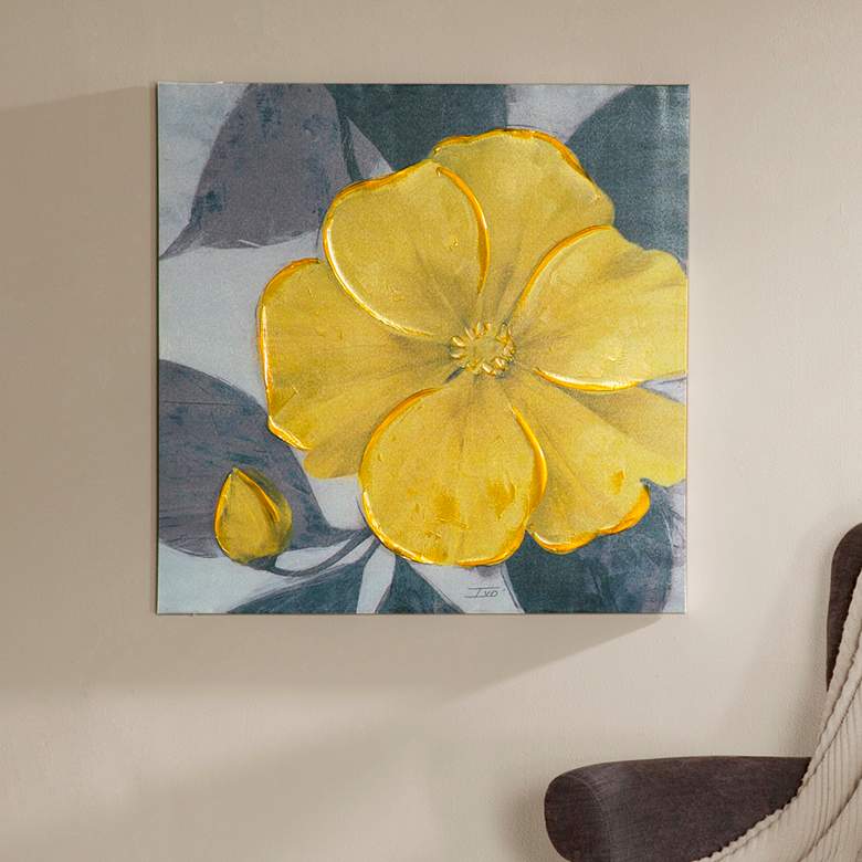 Image 1 Yellow Bloom 30 inch Square Canvas Wall Art