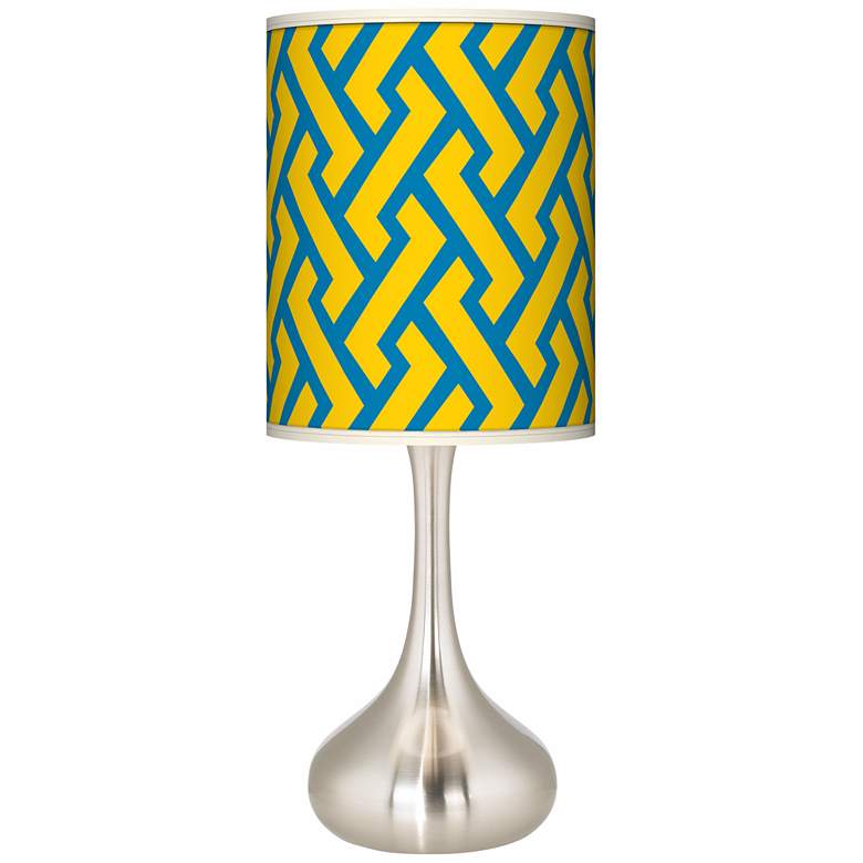 Image 1 Yellow Brick Weave Giclee Droplet Table Lamp