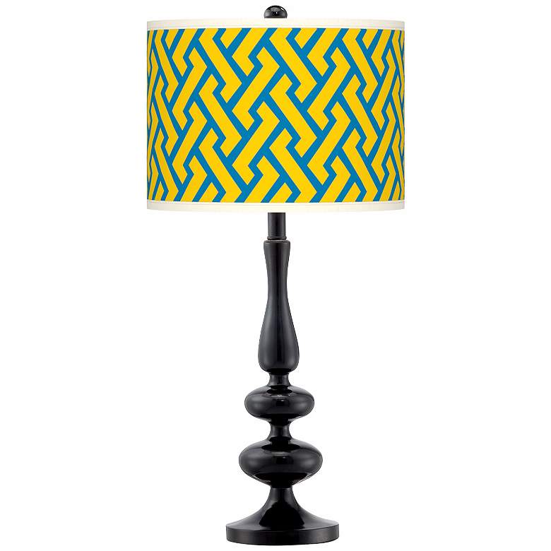 Image 1 Yellow Brick Weave Giclee Paley Black Table Lamp