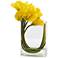 Yellow Calla Lily 12" Wide Faux Flowers in Glass Vase