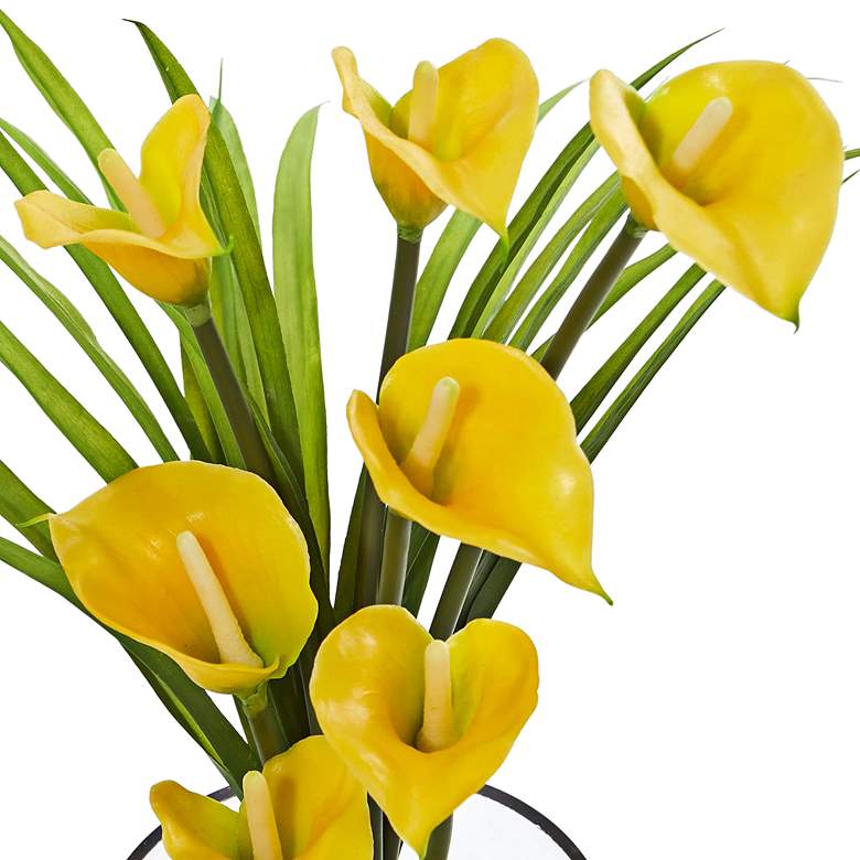 Image 2 Yellow Calla Lily and Grass 15 1/2 inchW Faux Flowers in Vase more views