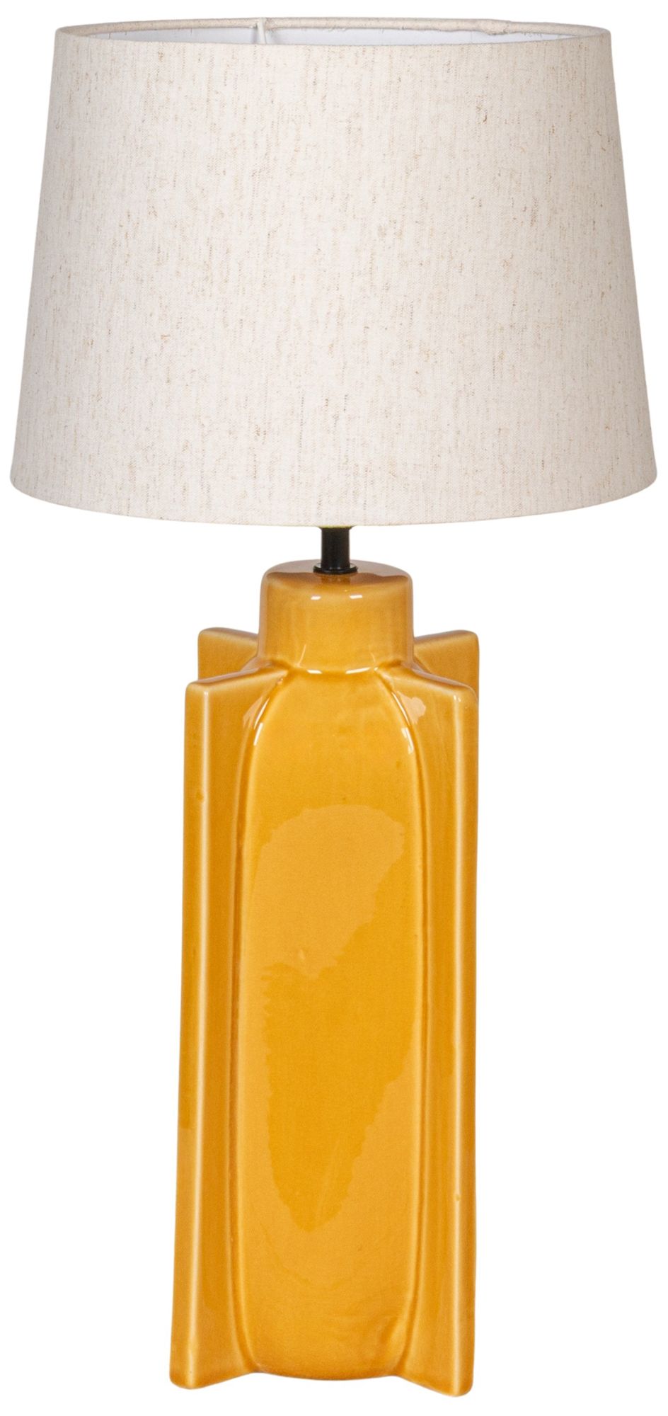 Image 2 Yellow Ceramic Table Lamp with Crossed B