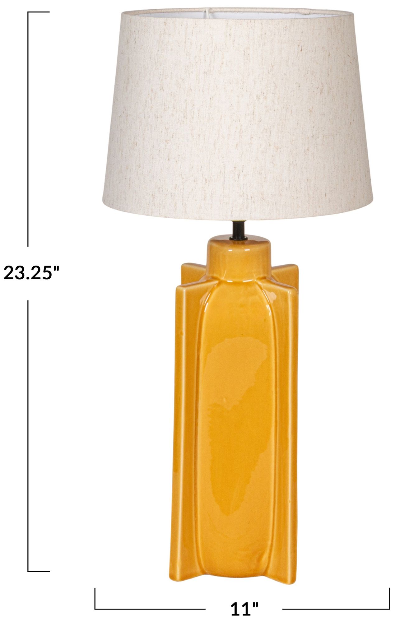 Image 3 Yellow Ceramic Table Lamp with Crossed B more views