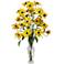 Yellow Cosmos 27" High Faux Flowers in Glass Vase