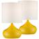 Yellow Droplet Accent Lamps Set of 2 with Table Top Dimmers