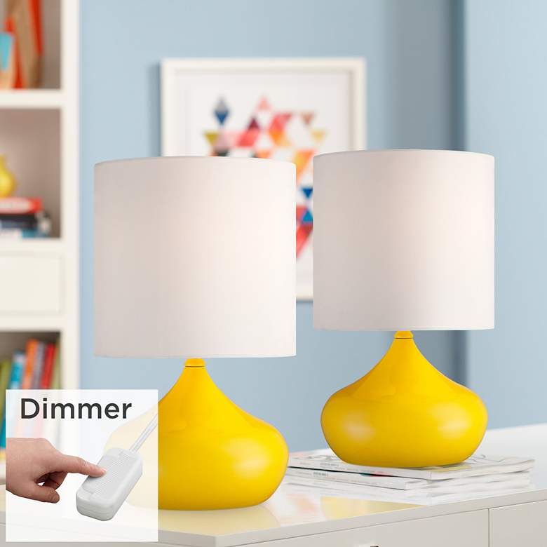 Image 1 Yellow Droplet Accent Lamps Set of 2 with Table Top Dimmers
