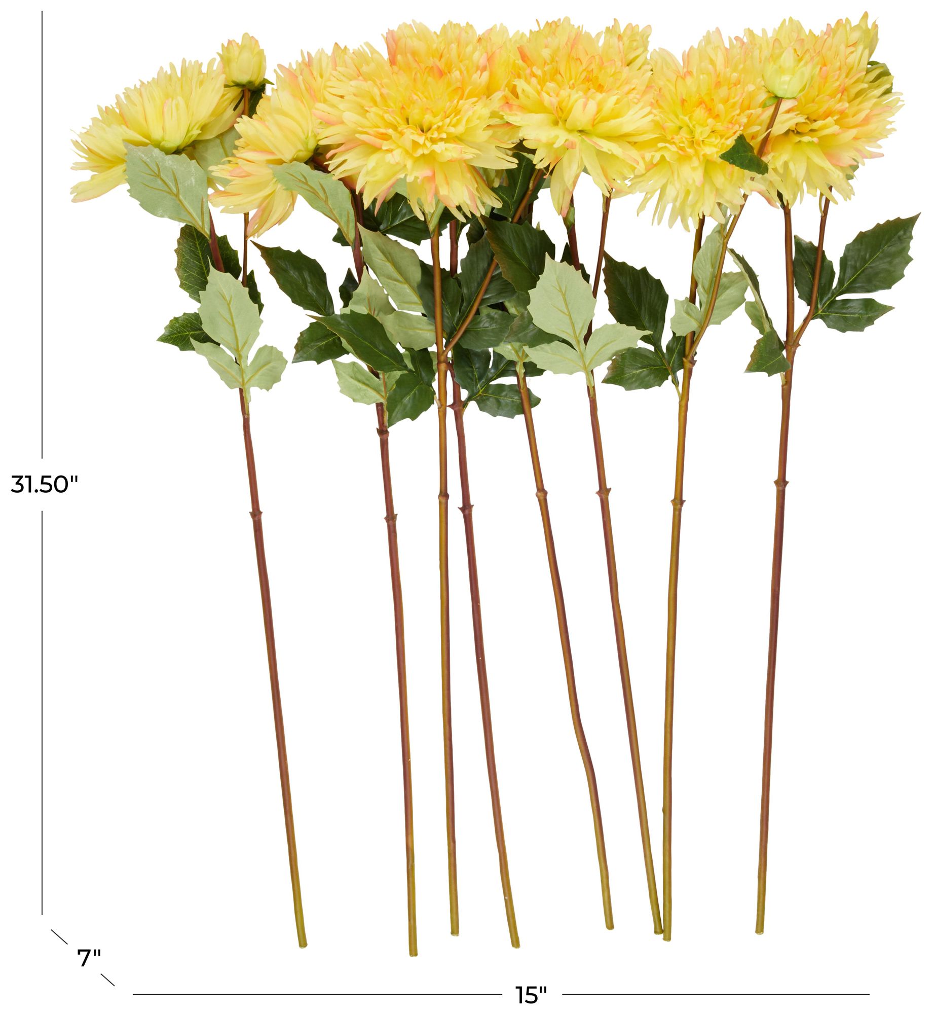 Image 7 Yellow Faux Foliage Traditional Artificial Flower Stem, S/8 32"H more views