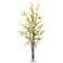 Yellow Forsythia 45" High Faux Flowers in Glass Vase