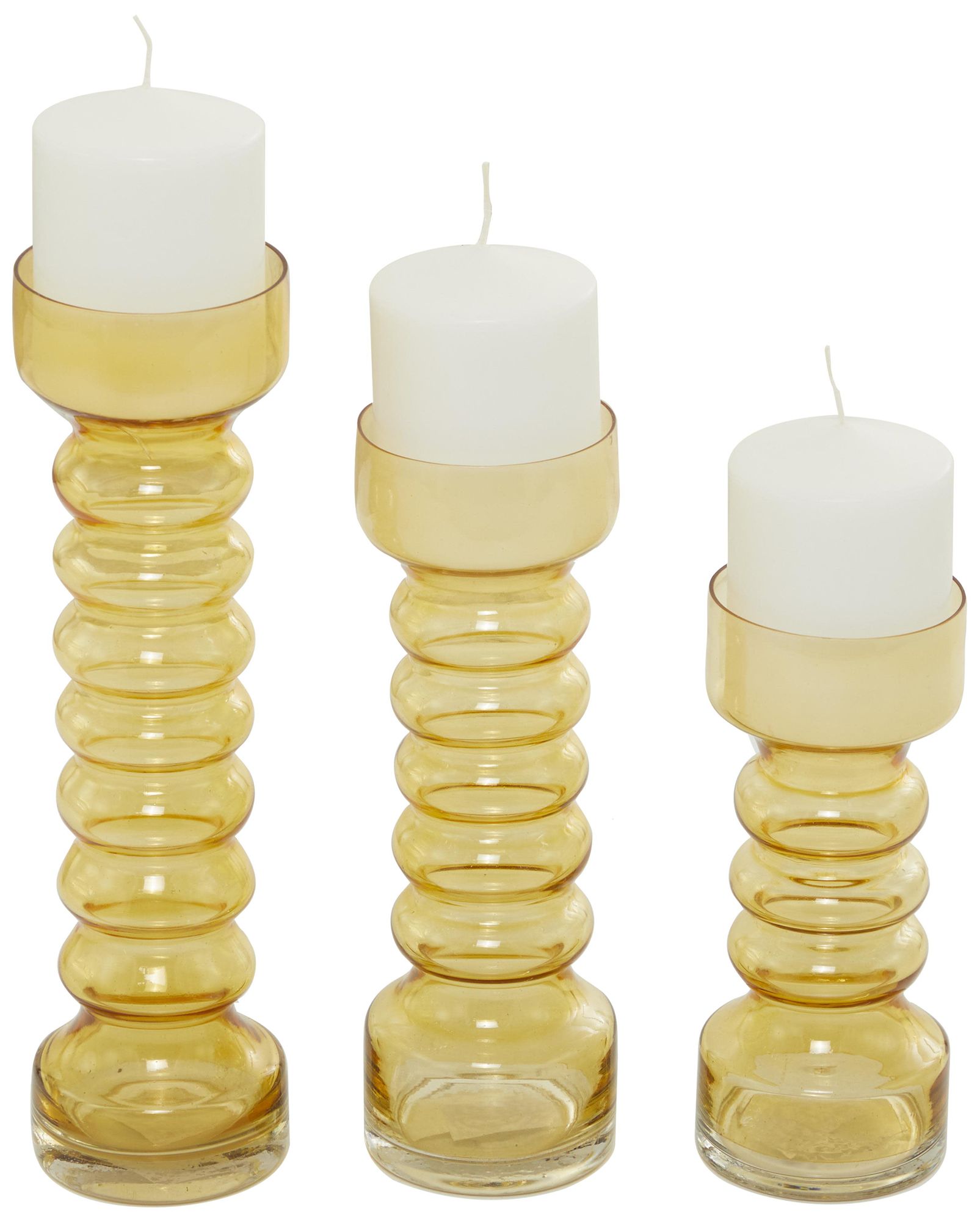 Image 2 Yellow Glass Modern Candle Holder, S/3 1