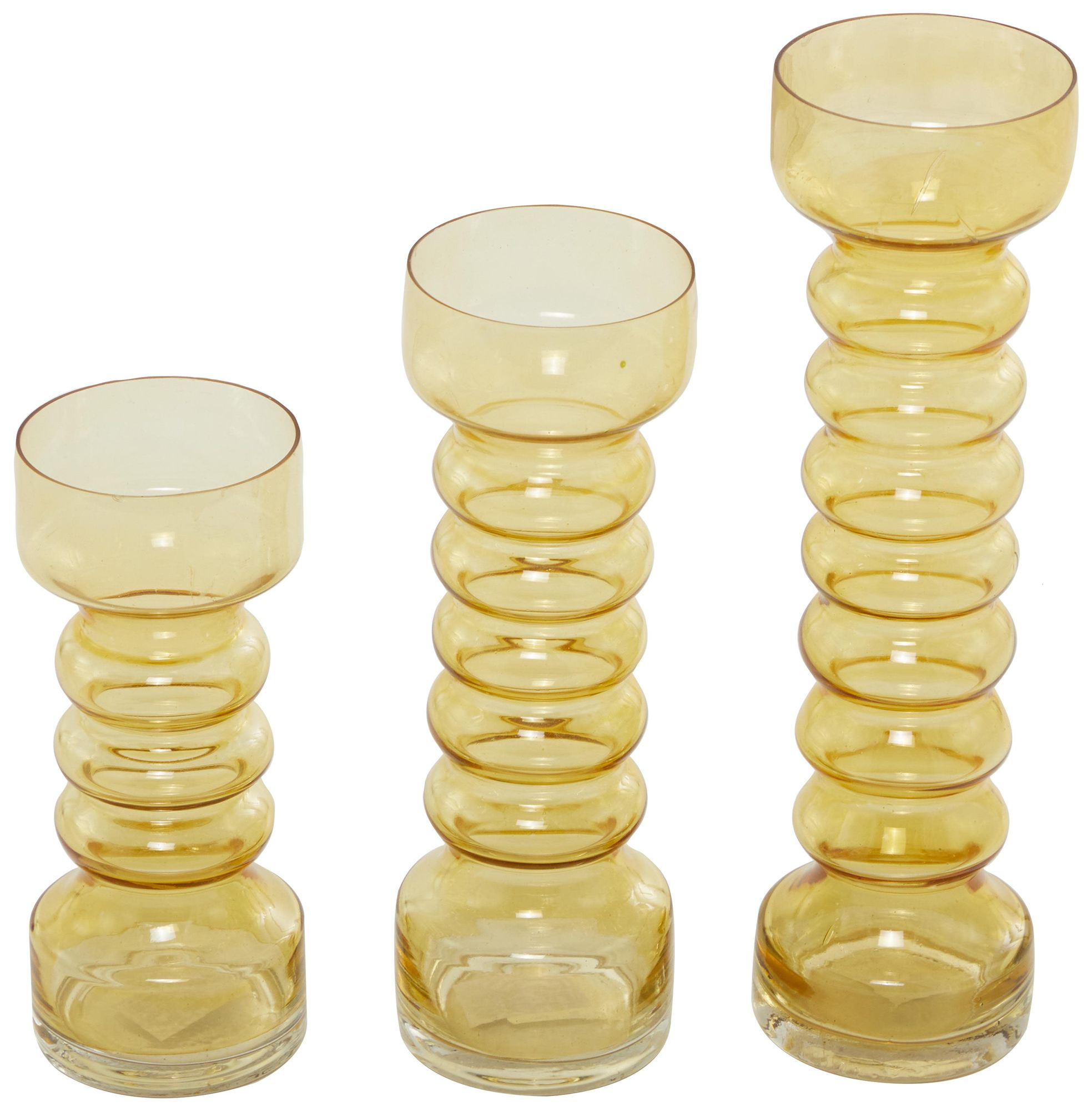 Image 4 Yellow Glass Modern Candle Holder, S/3 1 more views