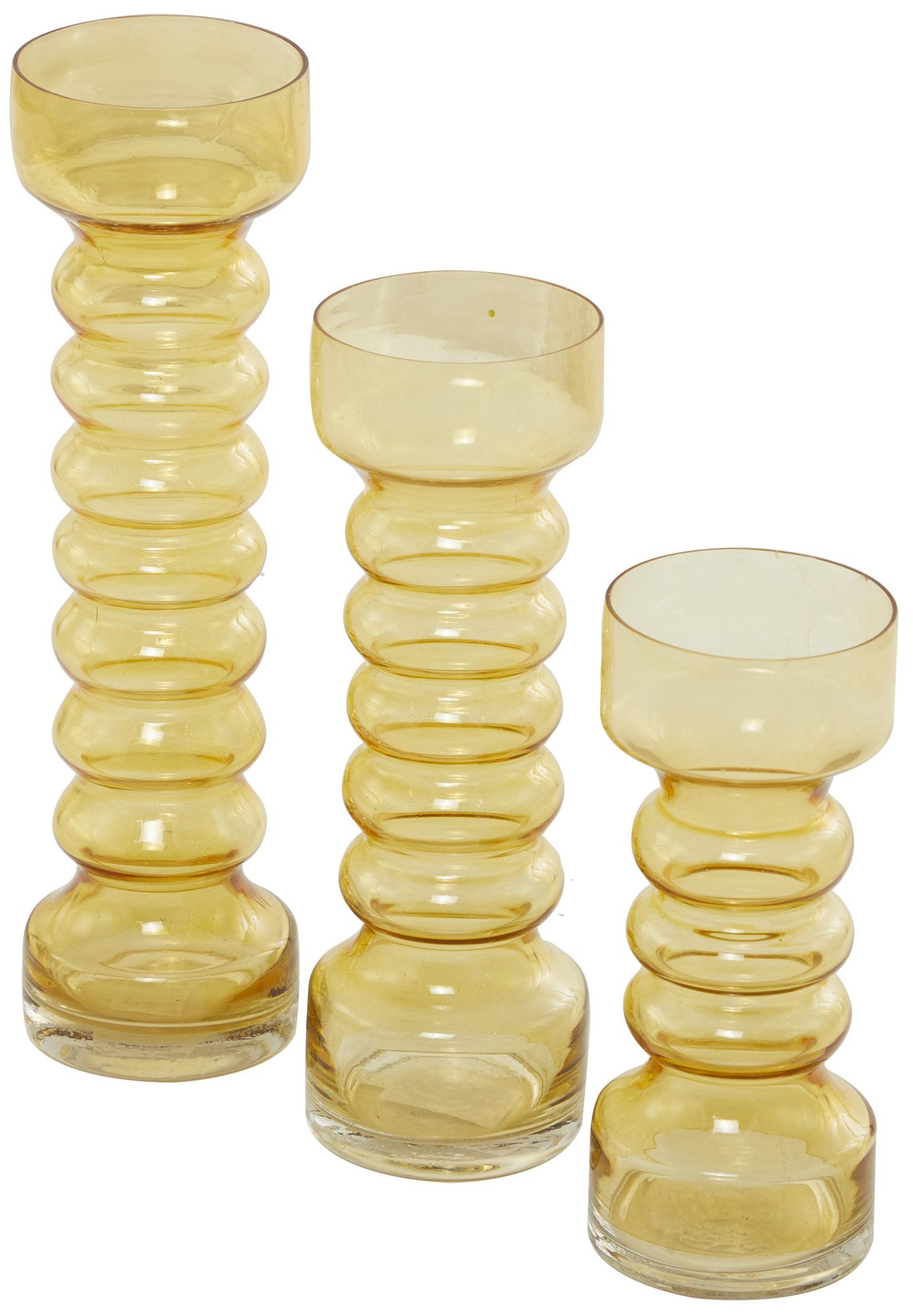 Image 5 Yellow Glass Modern Candle Holder, S/3 1 more views