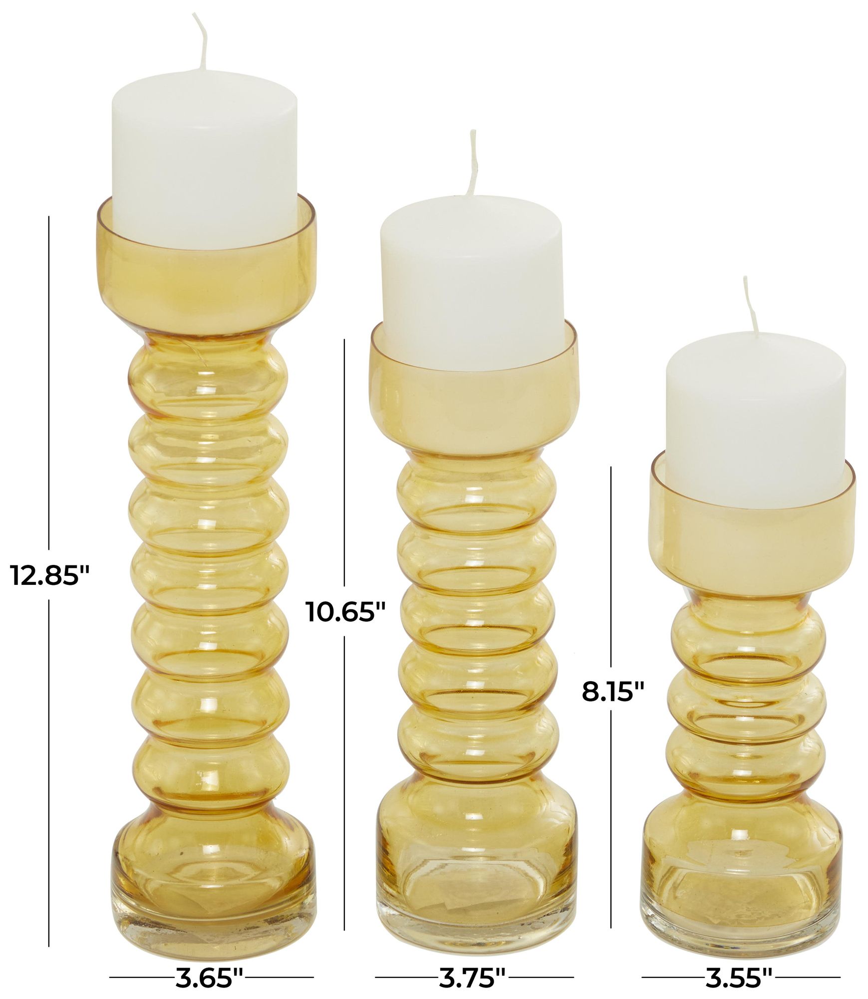 Image 6 Yellow Glass Modern Candle Holder, S/3 1 more views