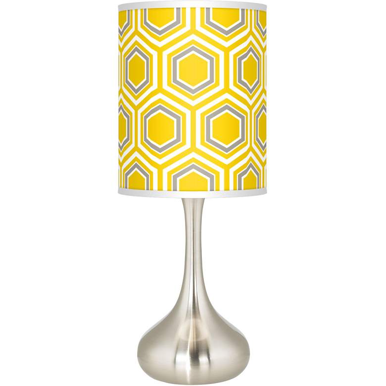 Image 2 Yellow Honeycomb Giclee Droplet Modern Table Lamp