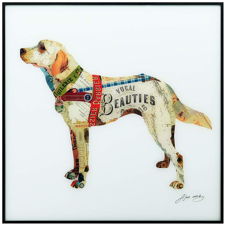 Image 2 Yellow Lab 24" Square Framed Printed Art Glass Wall Art