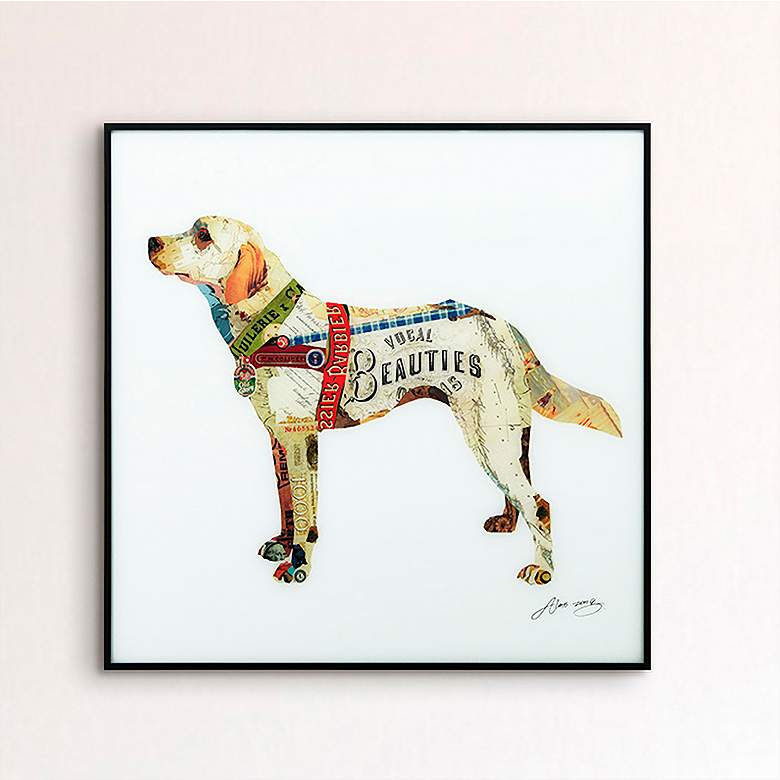 Image 1 Yellow Lab 24" Square Framed Printed Art Glass Wall Art