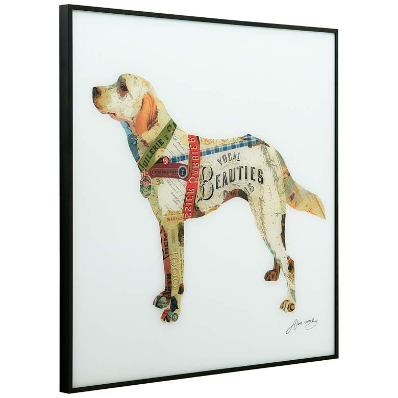 Image 4 Yellow Lab 24" Square Framed Printed Art Glass Wall Art more views
