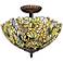 Yellow Leaf 15 1/2" Wide Tiffany Style Glass Ceiling Light