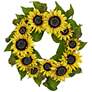 Yellow Sunflower 20" Round Faux Flower Wreath Wall Decor