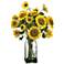 Yellow Sunflower 30" High Faux Flowers in Glass Vase