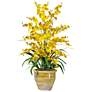 Yellow Triple Dancing Lady 32"H Potted Faux Flowers