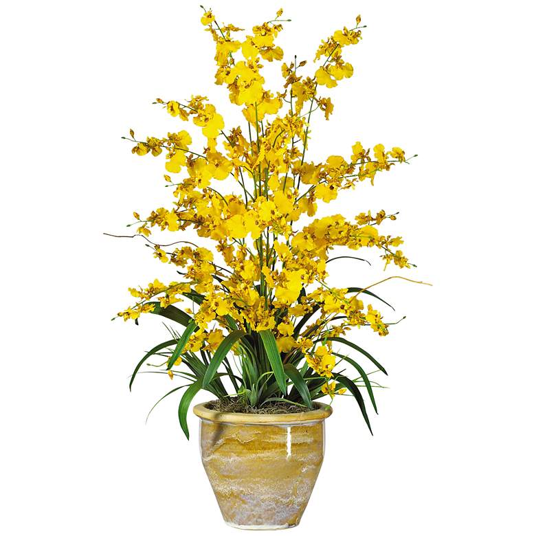 Image 1 Yellow Triple Dancing Lady 32 inchH Potted Faux Flowers