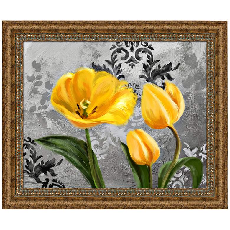Image 1 Yellow Tulips I 36 3/4 inch Wide Framed Floral Wall Art Print