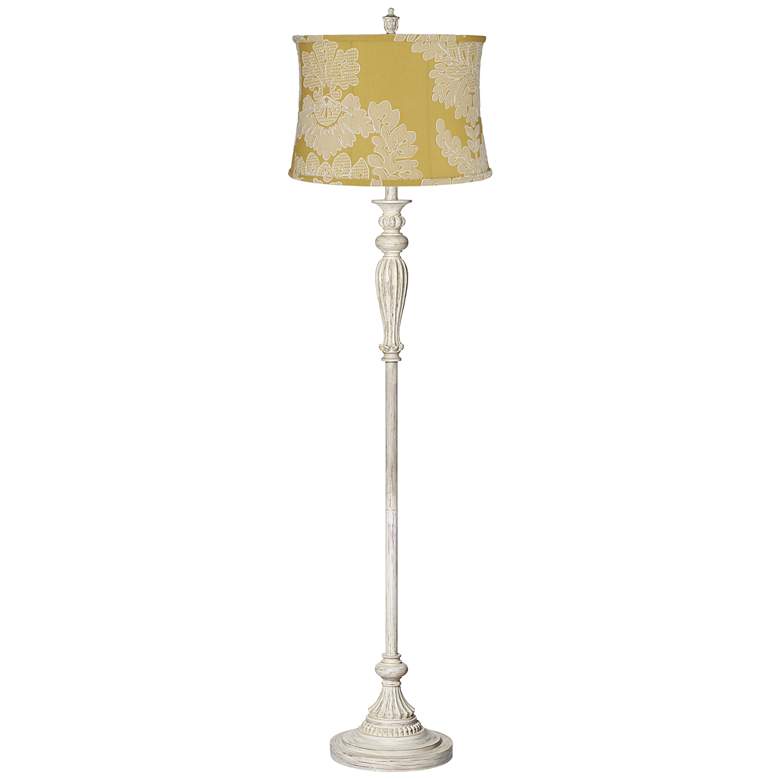 Image 1 Yellow with Stitch Filigree Vintage Chic White Floor Lamp
