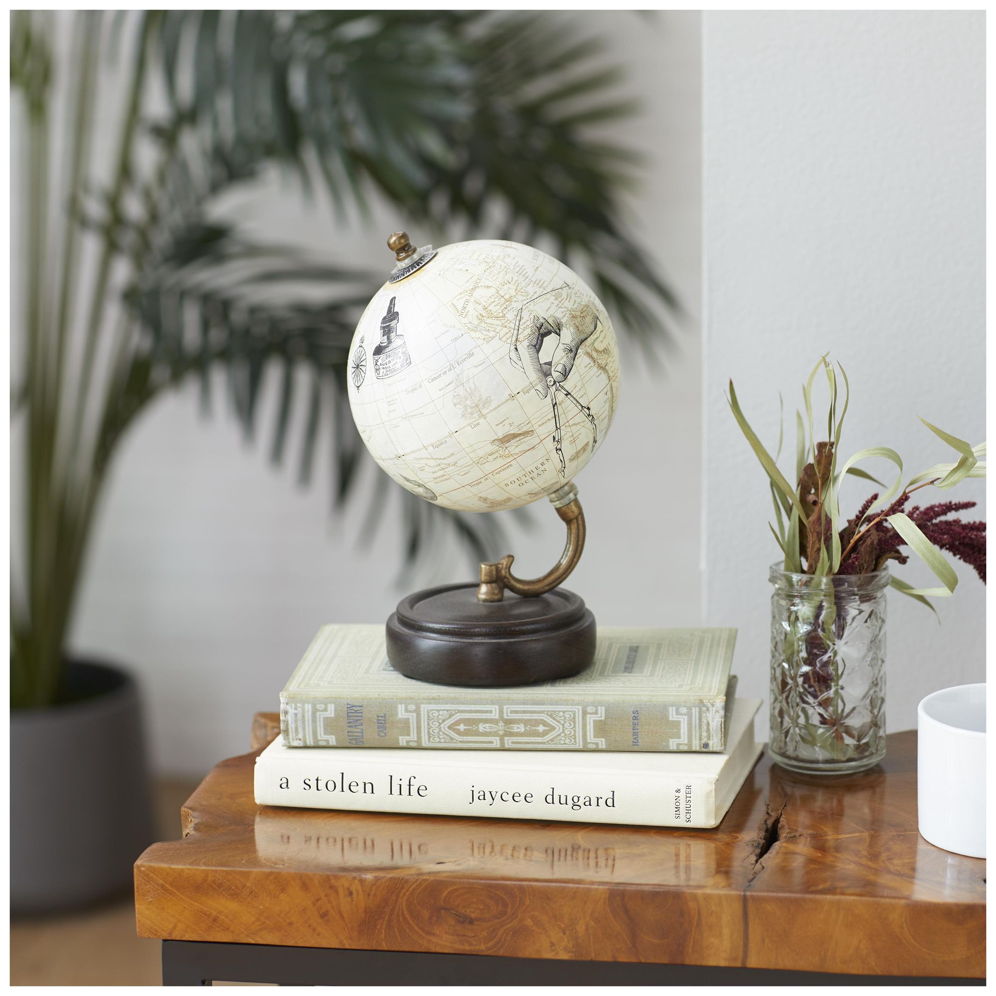 Image 3 Yellow Wood Traditional Globe, 5" x 5" x 8" more views