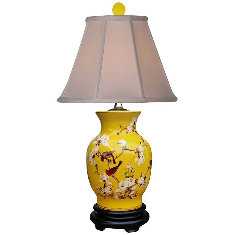 Yellowbird Hand-Painted Porcelain Vase Table Lamp