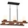 Yelm 31 1/2" Wide Textured Black and Wood 6-Light Chandelier