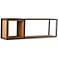 Yelm Matte Black Metal and Brown Wood Dual Rectangular Wall Shelf