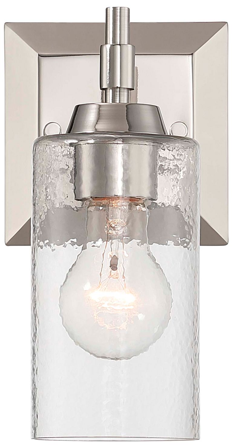 Image 2 Yep Brilia 1-light Wall Sconce in Polished Nickel with Hammered Water Glass more views