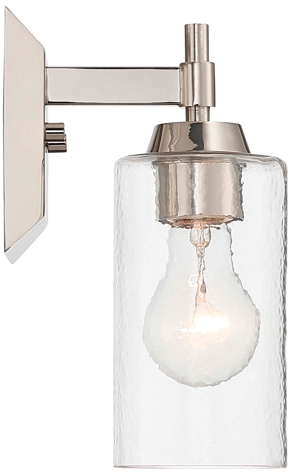 Image 3 Yep Brilia 1-light Wall Sconce in Polished Nickel with Hammered Water Glass more views