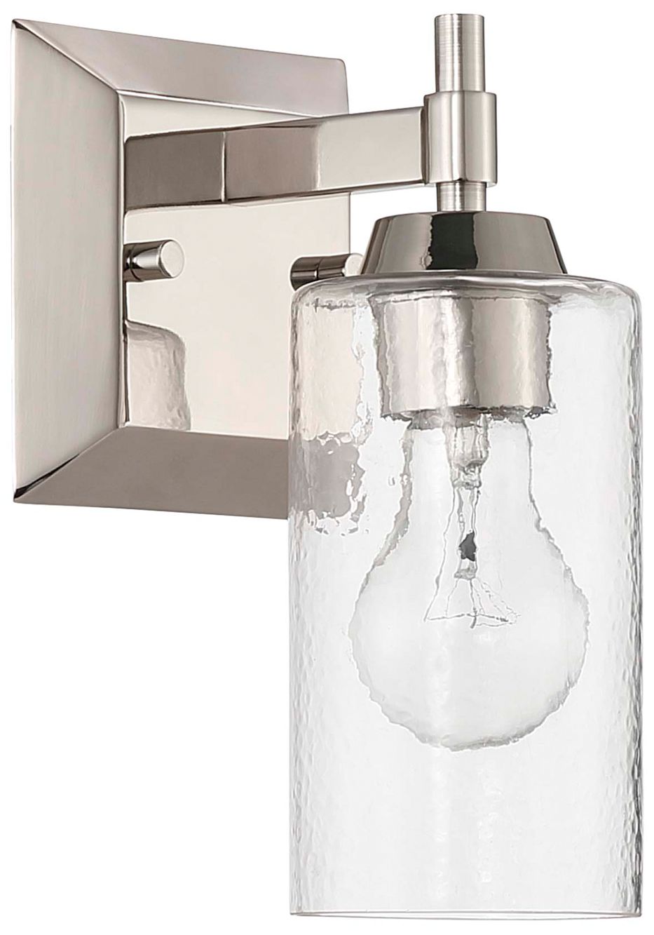 Image 7 Yep Brilia 1-light Wall Sconce in Polished Nickel with Hammered Water Glass more views