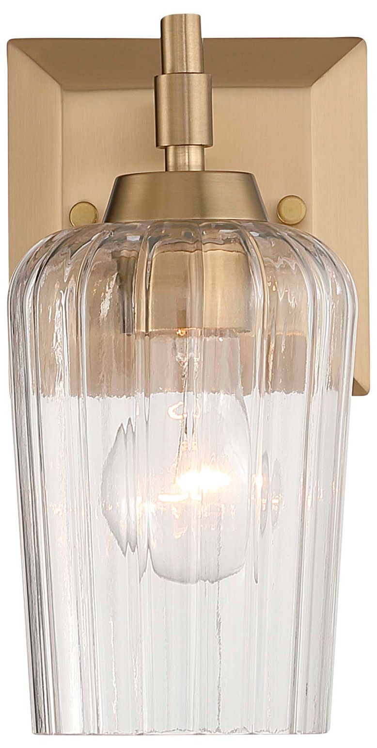 Yep Brilia 1-light Wall Sconce Vanity in Polished Nickel with Fluted Glass
