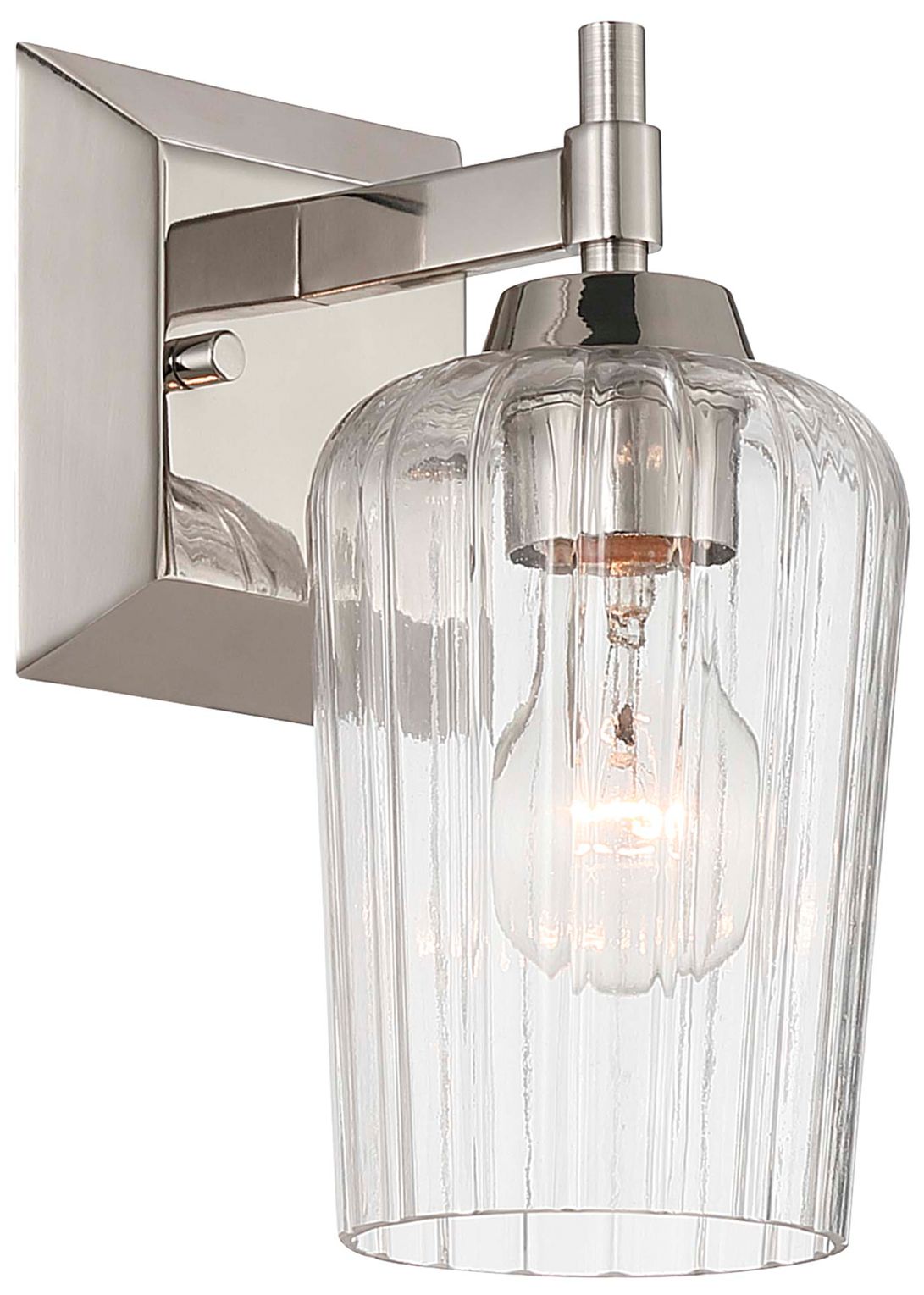 Image 4 Yep Brilia 1-light Wall Sconce Vanity in Polished Nickel with Fluted Glass more views