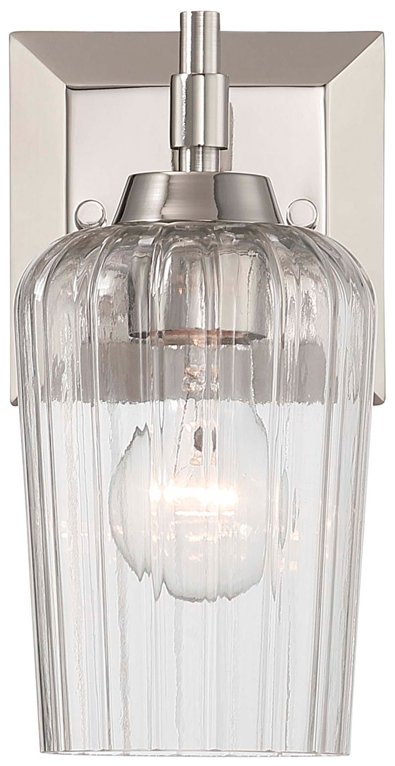 Image 7 Yep Brilia 1-light Wall Sconce Vanity in Polished Nickel with Fluted Glass more views