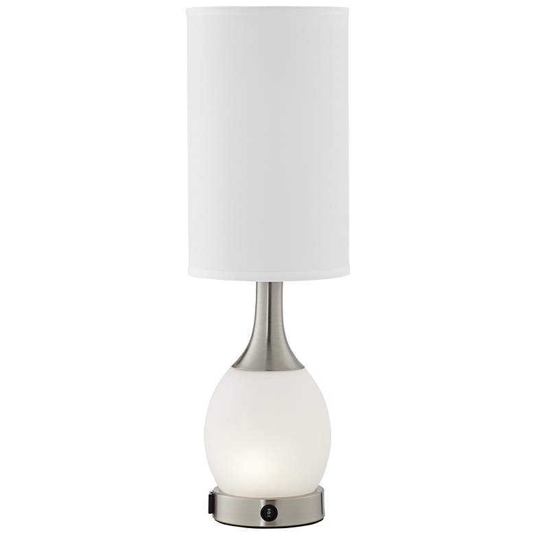 Image 1 Yero Frosted White Glass Nightlight Table Lamp with Outlet