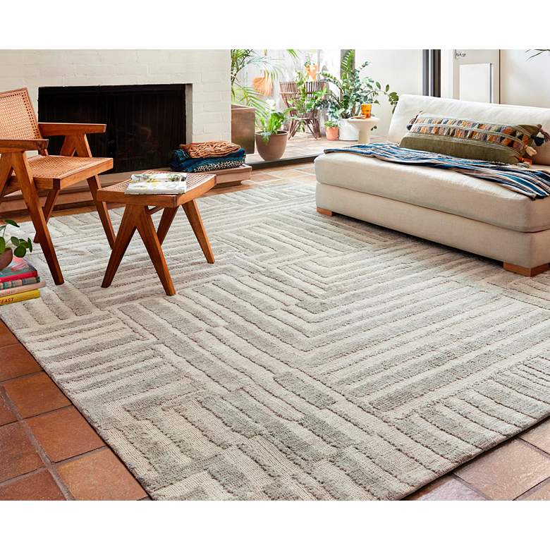 Image 1 Yeshaia YES-03 5'x7'6" Oatmeal Silver Rectangular Area Rug